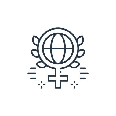 Kadınlar Günü konseptinden Venüs ikon vektörü. Düzenlenebilir venüs felcinin ince çizgisi. Web ve mobil uygulamalarda kullanmak için venüs doğrusal işareti, logo, yazdırma ortamı.