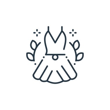 Kadınlar Günü konseptinden bir ikon vektörü. Düzenlenebilir darbenin ince bir çizgisi. Web ve mobil uygulamalarda kullanmak için doğrusal giyim tabelası, logo, yazdırma ortamı.