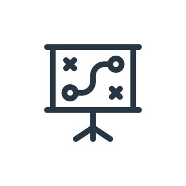 Etik kavramından strateji ikonu vektörü. İnce çizgili, düzenlenebilir felç çizgisi. Web ve mobil uygulamalarda kullanım için stratejik doğrusal işaret, logo, yazdırma ortamı.