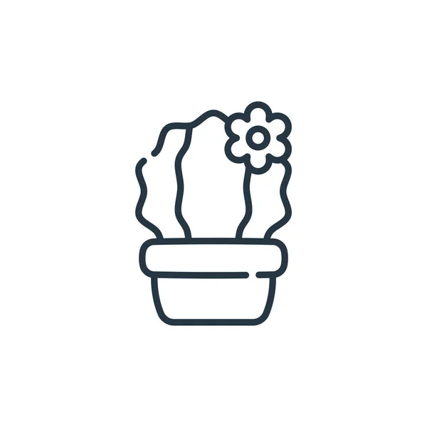 Cactus Icône Vecteur Concept Plante Maison Illustration Ligne Mince Trait — Image vectorielle