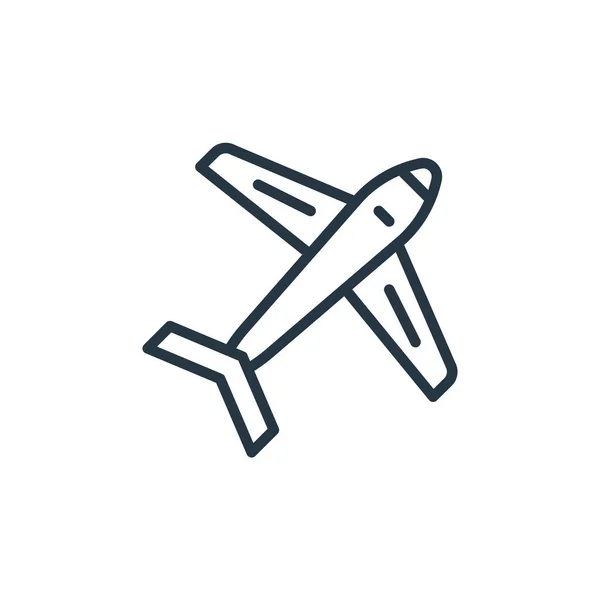 Seyahat Konseptinden Uçak Ikonu Vektörü Uçakta Düzenlenebilir Darbenin Ince Bir — Stok Vektör