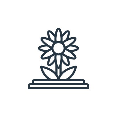 Bitki konseptinden çiçek ikonu vektörü. Çiçek düzenlenebilir felcin ince bir çizgisi. Web ve mobil uygulamalarda kullanım için çiçek doğrusal işareti, logo, yazdırma ortamı.