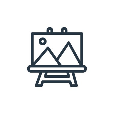 Tasarım baskı konseptinden sanat tahtası ikonu vektörü. İnce çizgili, düzenlenebilir resim tahtası vuruşu. Web ve mobil uygulamalarda kullanmak için resim tahtası doğrusal işareti, logo, yazdırma ortamı.