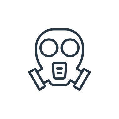 Gaz maskesi ikon vektörü kirlilik kavramından. Gaz maskesinin düzenlenebilir vuruşunun ince çizgisi. kullanım için gaz maskesi doğrusal işareti web ve mobil uygulamalar, logo, yazdırma ortam.