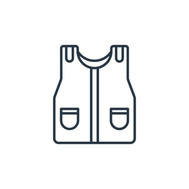 Seyahat konseptinden cankurtaran yeleği ikonu vektörü. Cankurtaran yeleği darbesinin ince çizgisi. Web ve mobil uygulamalarda kullanmak için can yeleği doğrusal işareti, logo, yazdırma ortamı.