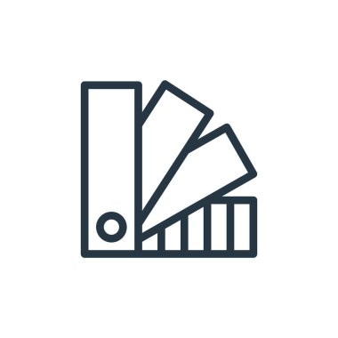 Tasarım yazdırma kavramından renk paleti simgesi vektörü. Renk paleti düzenlenebilir vuruşunun ince çizgisi. Web ve mobil uygulamalarda kullanmak için renk paleti doğrusal işareti, logo, yazdırma ortamı.