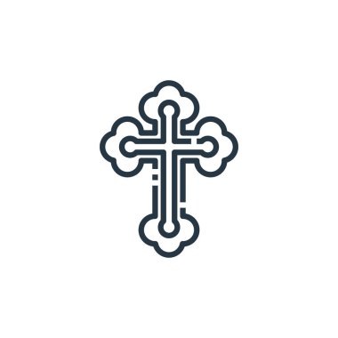 Paskalya Günü konseptinden çapraz ikon vektörü. Düzenlenebilir vuruşun ince çizgisi. Web ve mobil uygulamalarda kullanmak için çapraz doğrusal işaret, logo, yazdırma ortamı.