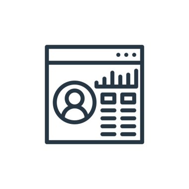 Seo Web Geliştirme konseptinden tarayıcı simgesi vektörü. Tarayıcı düzenlenebilir vuruşunun ince çizgisi. Web ve mobil uygulamalarda kullanmak için tarayıcı doğrusal imzası, logo, yazdırma ortamı.