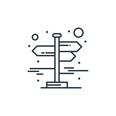 Şehir elemanları kavramından yol simgesi vektörü. İnce çizgili, düzenlenebilir çizgi çizimi. Web ve mobil uygulamalarda kullanmak için yol işareti doğrusal işareti, logo, yazdırma ortamı.