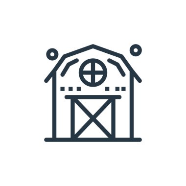 Tarım ve tarım konseptindeki ahır ikonu vektörü. Düzenlenebilir ahır felcinin ince bir çizgisi. Ağ ve mobil uygulamalarda kullanmak için ahır doğrusal işareti, logo, yazdırma ortamı.