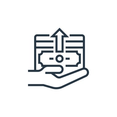 Gider simgesi vektörü iş süreci dış kaynak kavramından. İnce çizgili, düzenlenebilir felç çizgisi. İnternet ve mobil uygulamalarda kullanım için gider doğrusal işareti, logo, yazdırma ortamı.