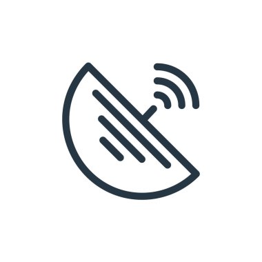 Medya konseptinden sinyal simgesi vektörü. Sinyal düzenlenebilir darbenin ince çizgisi. Web ve mobil uygulamalarda kullanmak için sinyal doğrusal işareti, logo, yazdırma ortamı.