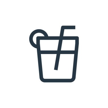 Yemek içeceği konseptinden bir ikon vektörü. İnce çizgili, düzenlenebilir felç çizgisi. Web ve mobil uygulamalarda kullanmak için doğrusal kokteyl işareti, logo, yazdırma ortamı.