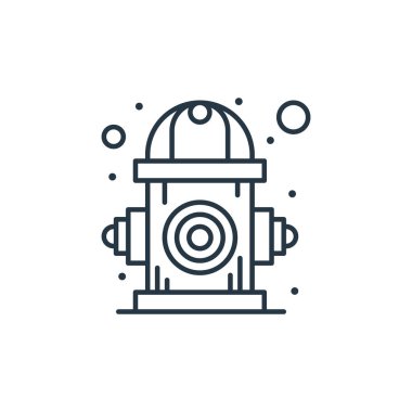 Şehir elementleri kavramından ikon vektörü. Düzenlenebilir hidrantın ince bir çizgisi. Web ve mobil uygulamalarda kullanmak için hidrant doğrusal işareti, logo, yazdırma ortamı.