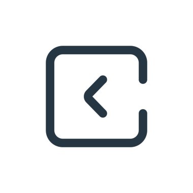 Ok konseptinden sol ok simgesi vektörü. Sol okun düzeltilebilir vuruşunun ince çizgisi. Web ve mobil uygulamalarda kullanmak için sol ok doğrusal işareti, logo, yazdırma ortamı.