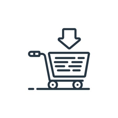 Satış konseptinden sepet ikon vektörüne ekle. İnce çizgili, düzenlenebilir bir el arabası vuruşu çizgisi. Web ve mobil uygulamalar, logo ve yazdırma ortamlarında kullanmak için el arabası doğrusal işaretine ekle.