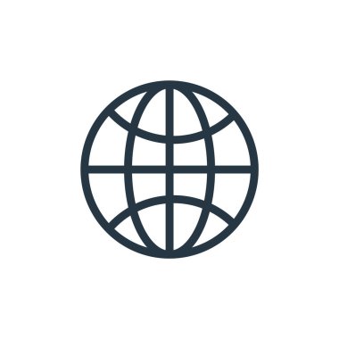 Eğitim konseptinden dünya ikonu vektörü. İnce çizgili düzenlenebilir felç çizgisi. Web ve mobil uygulamalar, logo ve yazdırma ortamlarında kullanmak için yerküre doğrusal işareti.