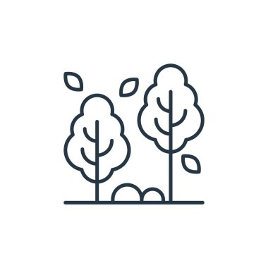 Dinozor kavramından ikon vektörü. Ağaçların düzenlenebilir vuruşlarının ince çizgisi. Web ve mobil uygulamalar, logo ve yazdırma ortamlarında kullanmak için doğrusal işaretler.