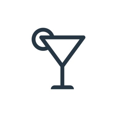 Yemek içeceği konseptinden bir ikon vektörü. İnce çizgili, düzenlenebilir felç çizgisi. Web ve mobil uygulamalarda kullanmak için doğrusal kokteyl işareti, logo, yazdırma ortamı.