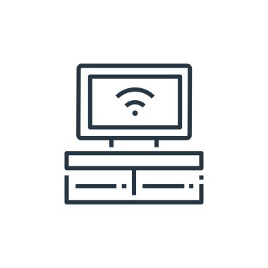 Akıllı ev kavramından bir fıskiye ikonu vektörü. Düzenlenebilir fıskiyelerin ince bir çizgisi. Web ve mobil uygulamalarda kullanmak için doğrusal fıskiye işareti, logo, yazdırma ortamı.