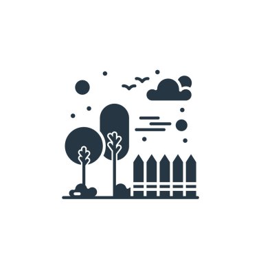 Şehir elementleri kavramından bir ikon vektörü. Bahçe düzenlenebilir vuruşunun ince çizgisi. Web ve mobil uygulamalarda kullanım için bahçe doğrusal işareti, logo, yazdırma ortamı.