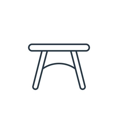 Mobilya dekorasyonu konseptindeki tabure ikonu vektörü. Düzenlenebilir dışkı felcinin ince bir çizgisi. Web ve mobil uygulamalarda kullanmak için tabure doğrusal işareti, logo, yazdırma ortamı.