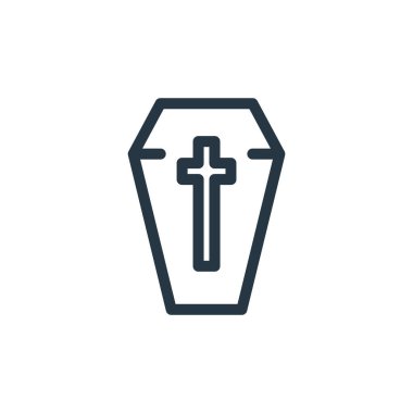 Cadılar Bayramı konseptinden tabut ikonu vektörü. Tabut düzenlenebilir darbenin ince bir çizgisi. tabut doğrusal işareti web ve mobil uygulamalarda kullanım için, logo, yazdırma ortamı.