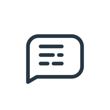 Arayüz kavramından sohbet kutusu simgesi vektörü. Sohbet kutusunun düzenlenebilir vuruşunun ince çizgisi. Web ve mobil uygulamalarda kullanmak için sohbet kutusu doğrusal işareti, logo, yazdırma ortamı.