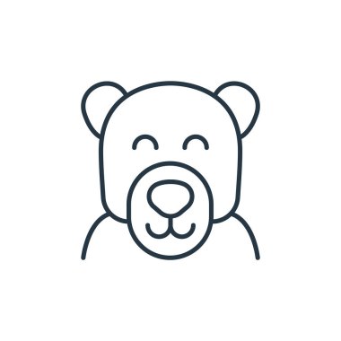 Boz ayı ikon vektörü, hayvan konseptinden. Boz ayının düzenlenebilir vuruşunun ince bir çizgisi. Web ve mobil uygulamalarda kullanmak için boz ayı doğrusal işareti, logo, yazdırma ortamı.