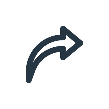 Temel konseptten ileri simge vektörü. İleri doğru düzenlenebilir felcin ince çizgisi. Web ve mobil uygulamalarda kullanmak için ileri doğrusal işaret, logo, yazdırma ortamı.