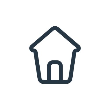 ekommerce kullanıcı arayüzü kavramından ev simgesi vektörü. Düzenlenebilir inmenin ince bir çizgisi. Web ve mobil uygulamalarda kullanım için ev doğrusal işareti, logo, yazdırma ortamı.