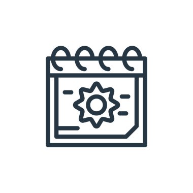 Hava durumu konseptinden yaz ikonu vektörü. Yazın düzenlenebilir felcin ince bir çizgisi. Web ve mobil uygulamalarda kullanmak için yaz doğrusal işareti, logo, yazdırma ortamı.