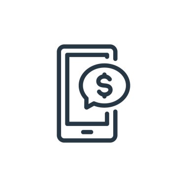 Para ve finans konseptinden mobil ödeme ikonu vektörü. Düzenlenebilir hareketli ödeme vuruşunun ince çizgisi. Web ve mobil uygulamalarda kullanmak için mobil ödeme doğrusal işareti, logo, yazdırma ortamı.