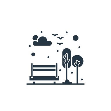 Şehir elemanları konseptindeki park simgesi vektörü. Park düzenlenebilir felcin ince bir çizgisi. Web ve mobil uygulamalarda kullanmak için park doğrusal işareti, logo, yazdırma ortamı.