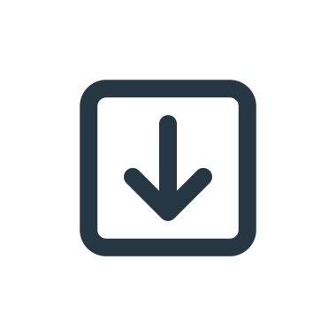 aşağı ok ikon vektörü temel evet konsepti. Okun düzenlenebilir darbesinin ince çizgisi. Web ve mobil uygulamalarda kullanmak için aşağı ok doğrusal işareti, logo, yazdırma ortamı.