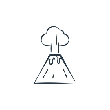 Hava konseptinden volkan ikonu vektörü. Yanardağın düzenlenebilir vuruşunun ince çizgisi. Web ve mobil uygulamalarda kullanmak için volkan doğrusal işareti, logo, yazdırma medyası.