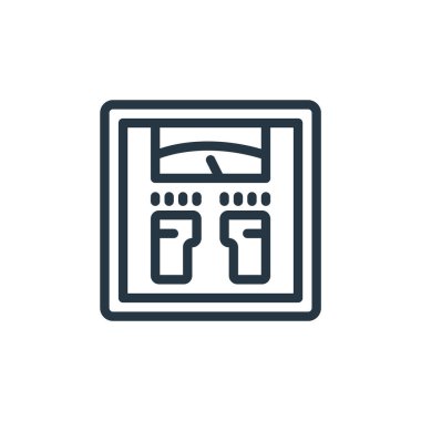 Sağlık konseptinden ölçek simgesi vektörü. Düzenlenebilir vuruşun ince çizgisi. Web ve mobil uygulamalarda kullanmak için doğrusal ölçek işareti, logo, yazdırma ortamı.