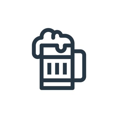 Bira ikonu vektörü seyahat konseptinden. İnce çizgili, düzenlenebilir bira vuruşu çizgisi. Web ve mobil uygulamalarda kullanmak için bira doğrusal işareti, logo, yazdırma ortamı.