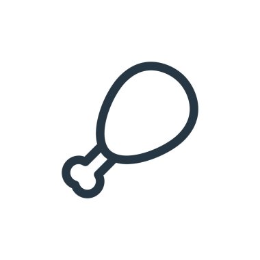 Yemek içeceği konseptinden tavuk budu ikonu vektörü. İnce çizgili, düzenlenebilir tavuk bacağı vuruşu. İnternet ve mobil uygulamalarda kullanım için tavuk budu doğrusal işareti, logo, yazdırma ortamı.