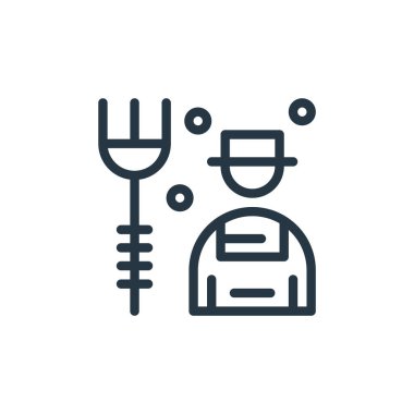 Tarım ve tarım konseptinden çiftçi ikonu taşıyıcısı. Düzenlenebilir çiftçi felcinin ince bir çizgisi. Web ve mobil uygulamalarda kullanmak için çiftçi doğrusal işareti, logo, yazdırma ortamı.