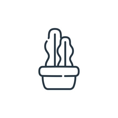 Ev bitkisi konseptinden ot ikonu vektörü. Düzenlenebilir bitki kabı felcinin ince bir çizgisi. Web ve mobil uygulamalar, logo ve yazdırma ortamlarında kullanmak için ot doğrusal işareti yerleştir.