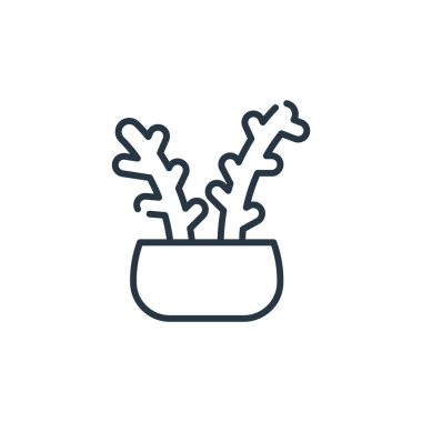 Ev bitkisi konseptinden ot ikonu vektörü. Düzenlenebilir bitki kabı felcinin ince bir çizgisi. Web ve mobil uygulamalar, logo ve yazdırma ortamlarında kullanmak için ot doğrusal işareti yerleştir.