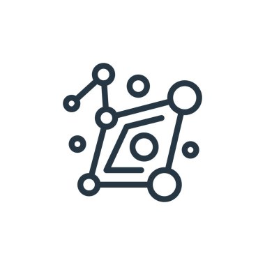 Kainat konseptinden takım yıldız ikonu vektörü. Düzenlenebilir yıldız vuruşunun ince çizgisi. Web ve mobil uygulamalarda kullanmak için takımyıldız doğrusal işareti, logo, yazdırma ortamı.