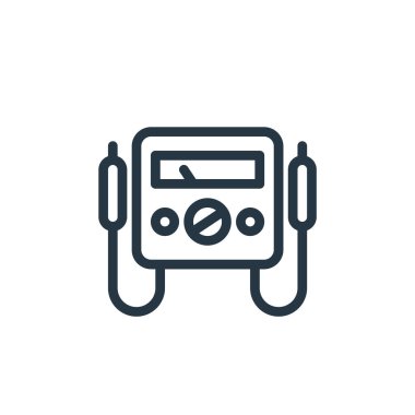 Mühendislik konseptinden voltmetre ikon vektörü. Voltmetre düzenlenebilir felcin ince çizgisi. Web ve mobil uygulamalar, logo ve yazdırma ortamlarında kullanım için voltmetre doğrusal işaret.