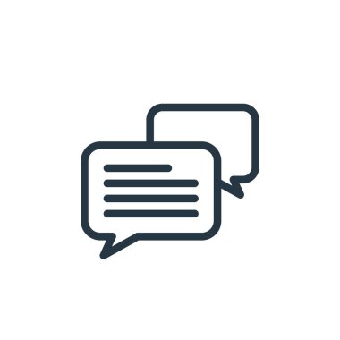 Medya konseptindeki simge vektörünü sohbet eder. Düzenlenebilir konuşmaların ince bir çizgisi. Web ve mobil uygulamalar, logo ve yazdırma ortamlarında kullanmak için doğrusal imzayı atar.