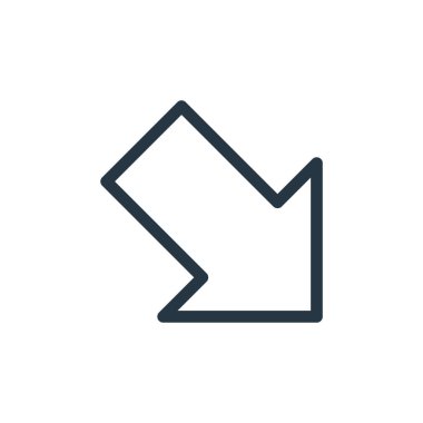 ok konseptinden sağ ok simgesi vektörü aşağı. Sağ aşağı doğru düzenlenebilir okun ince çizgisi. Web ve mobil uygulamalar, logo ve yazdırma ortamlarında kullanmak için aşağı sağ ok doğrusal işareti.