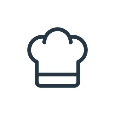 Yemek içeceği konseptinden şef ikon vektörü. Şefin düzenlenebilir vuruşunun ince bir çizgisi. Web ve mobil uygulamalarda kullanmak için şef doğrusal işareti, logo, yazdırma ortamı.
