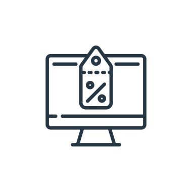 Satış konseptinden online satış ikonu vektörü. İnce çizgili çevrimiçi satış çizelgesi düzenlenebilir felç. Web ve mobil uygulamalarda kullanmak için çevrimiçi satış doğrusal işareti, logo, yazdırma ortamı.