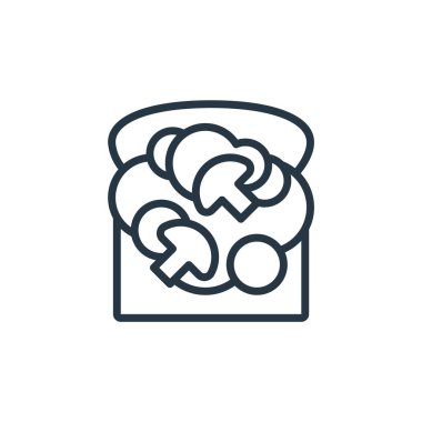 Sandviç konseptinden ekmek ikonu vektörü. Düzenlenebilir ekmek felcinin ince bir çizgisi. Web ve mobil uygulamalarda kullanmak için ekmek doğrusal işareti, logo, yazdırma ortamı.