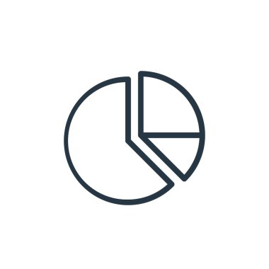 Grafik konseptinden pasta grafiği ikonu vektörü. Pasta grafiğinin düzenlenebilir darbelerinin ince çizgisi. Web ve mobil uygulamalarda kullanmak için pasta grafiği doğrusal işareti, logo, yazdırma ortamı.
